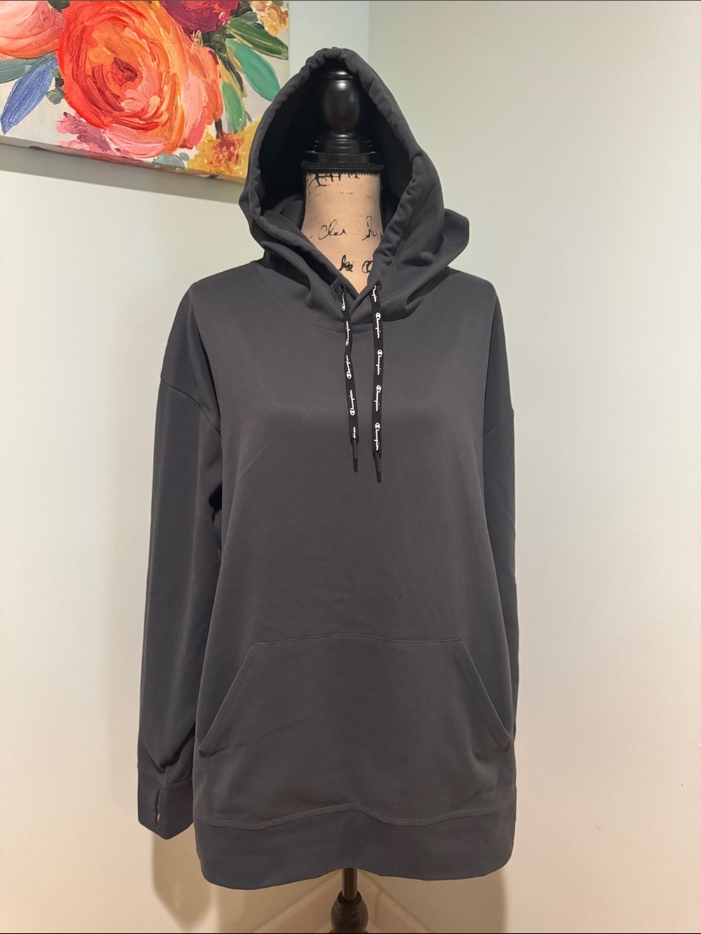 Champion size XL Charcoal Gray Pullover Hoodie with Logo Drawstrings